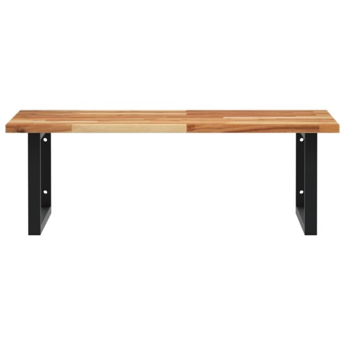 Étagère de vasque murale acier et bois massif d'acacia – Image 2