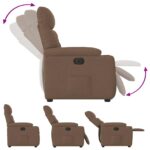 Fauteuil inclinable électrique Marron Tissu – Image 7