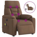 Fauteuil inclinable de massage électrique marron tissu