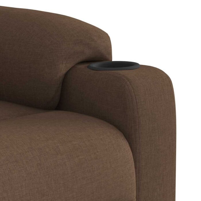 Fauteuil inclinable de massage électrique marron tissu – Image 10
