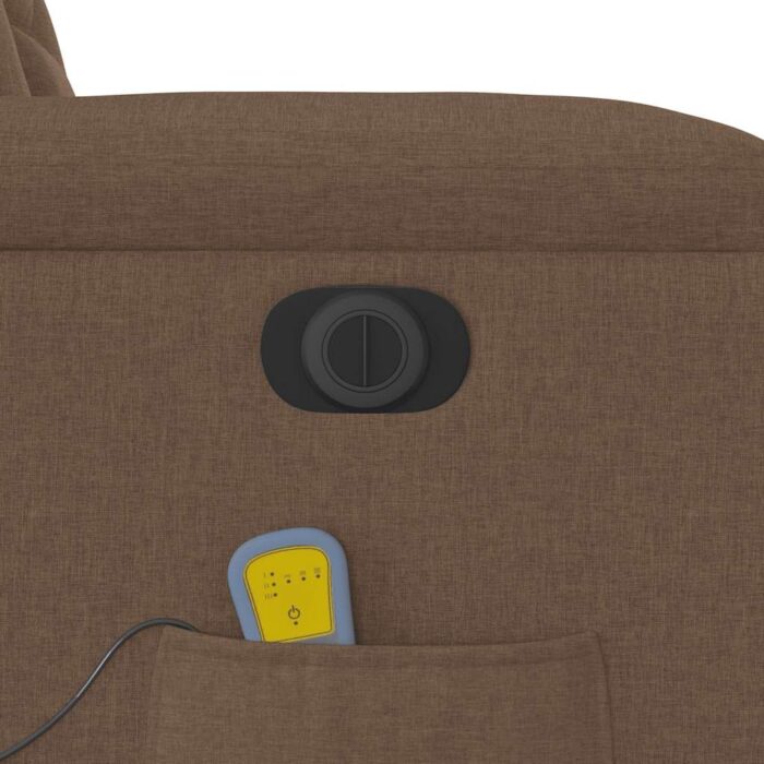 Fauteuil inclinable de massage électrique marron tissu – Image 11