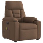 Fauteuil inclinable de massage électrique marron tissu – Image 3