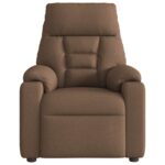Fauteuil inclinable de massage électrique marron tissu – Image 4