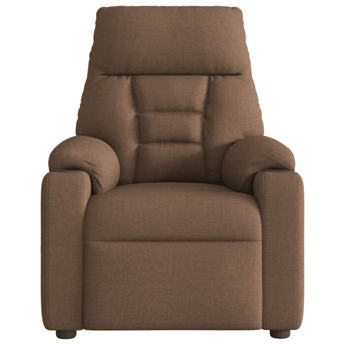 Fauteuil inclinable de massage électrique marron tissu – Image 4