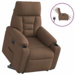 Fauteuil inclinable électrique marron tissu