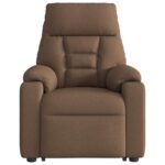 Fauteuil inclinable électrique marron tissu – Image 3