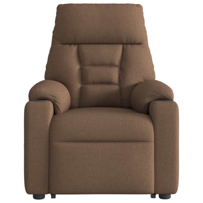 Fauteuil inclinable électrique marron tissu – Image 3