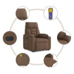 Fauteuil inclinable de massage électrique Marron Tissu – Image 10