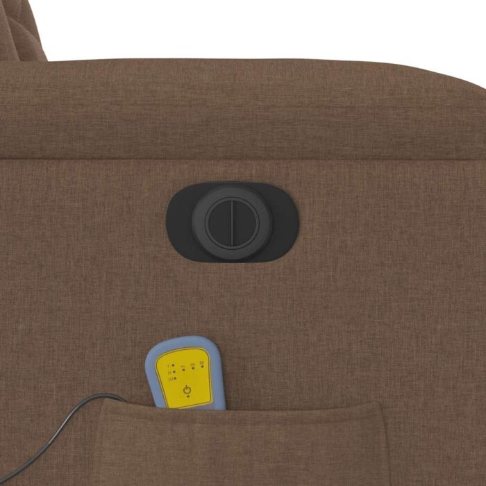 Fauteuil inclinable de massage électrique Marron Tissu – Image 12