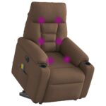 Fauteuil inclinable de massage électrique Marron Tissu – Image 2