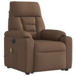 Fauteuil inclinable de massage électrique Marron Tissu – Image 3