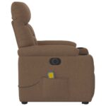 Fauteuil inclinable de massage électrique Marron Tissu – Image 6