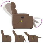 Fauteuil inclinable de massage électrique Marron Tissu – Image 7
