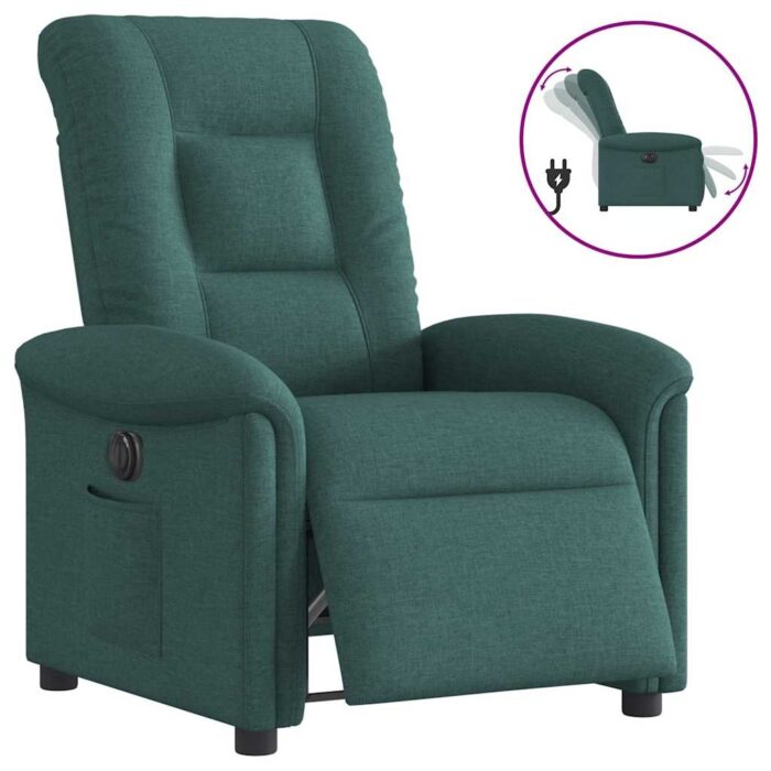 3303240_1.jpg Fauteuil inclinable électrique Vert foncé Tissu – Image 1