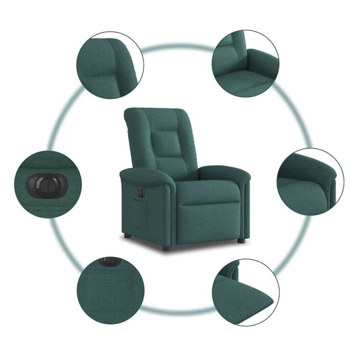 Fauteuil inclinable électrique Vert foncé Tissu – Image 9