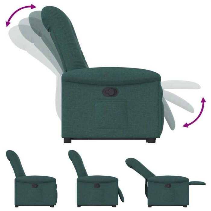 Fauteuil inclinable vert foncé tissu – Image 6