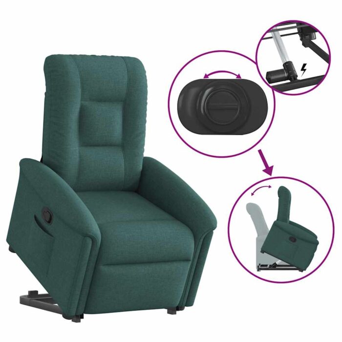 Fauteuil inclinable vert foncé tissu – Image 7