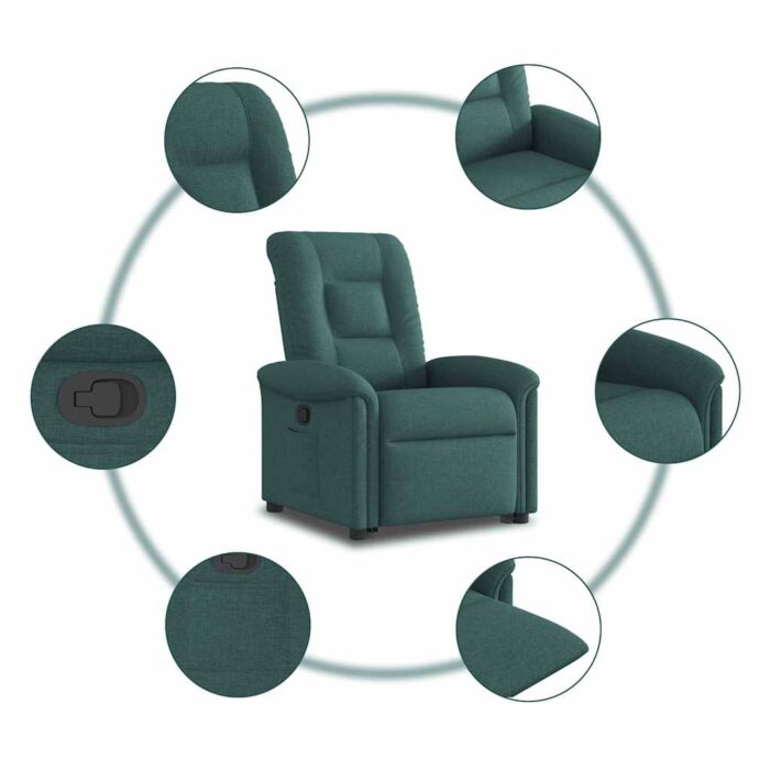 Fauteuil inclinable vert foncé tissu – Image 9