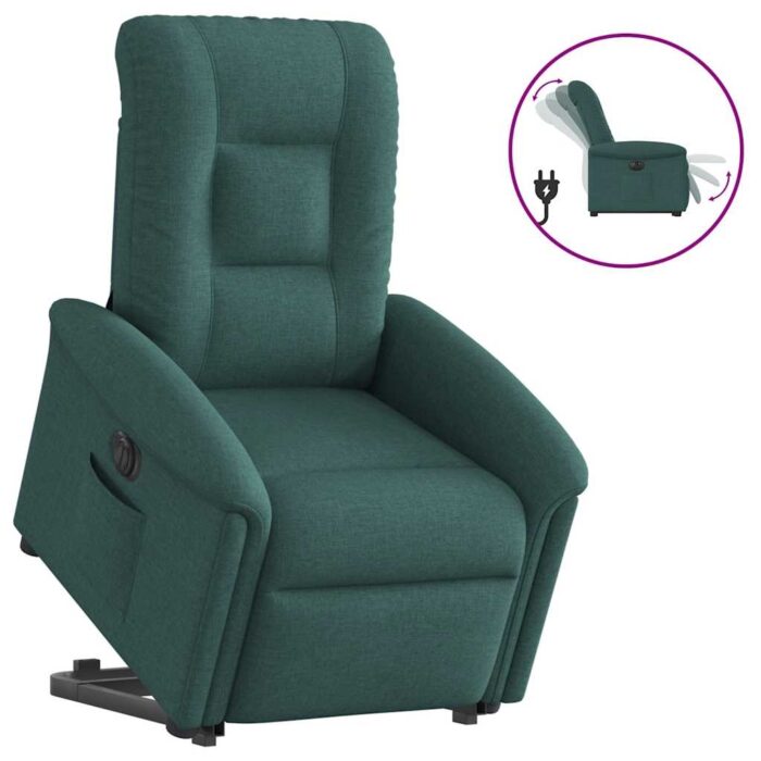 Fauteuil inclinable électrique vert foncé tissu – Image 1