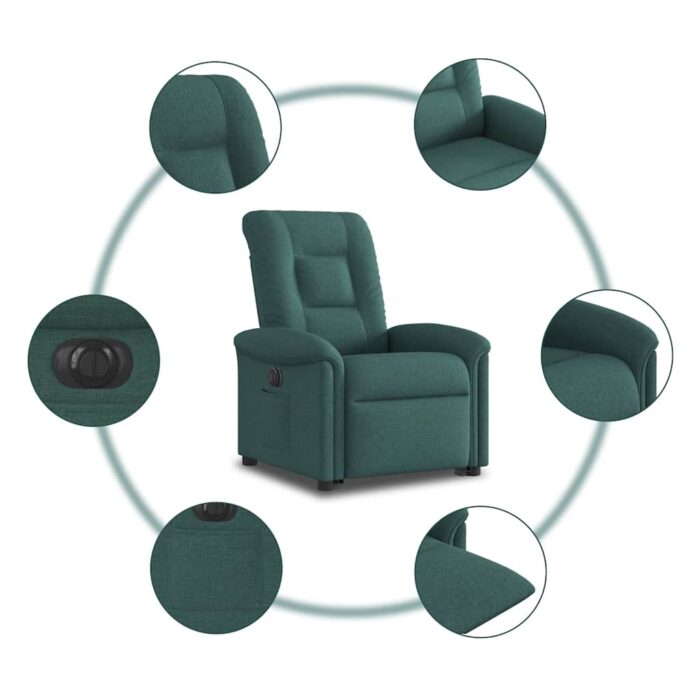 Fauteuil inclinable électrique vert foncé tissu – Image 10