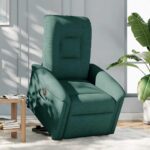 Fauteuil inclinable électrique vert foncé tissu – Image 2