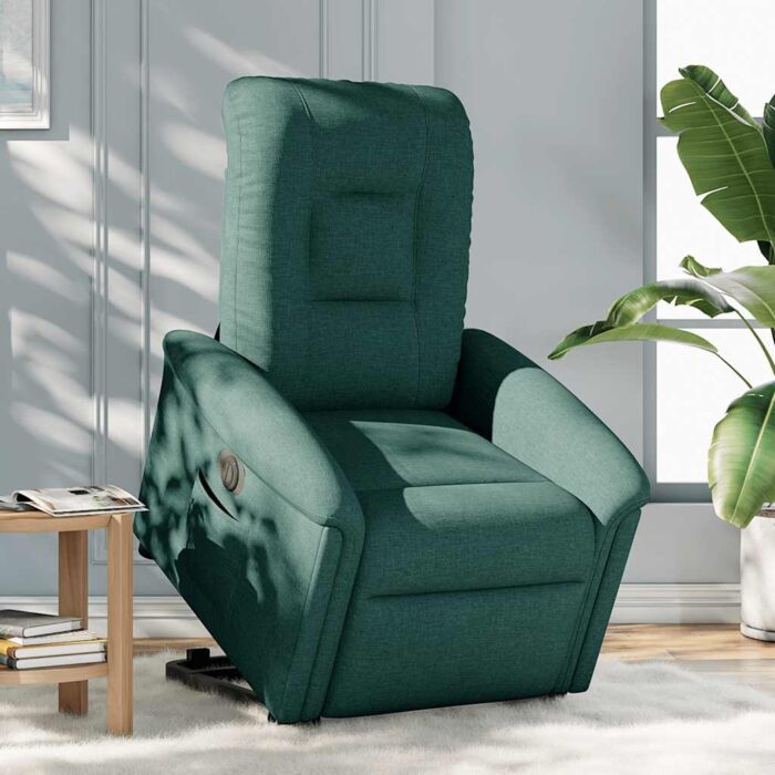 Fauteuil inclinable électrique vert foncé tissu – Image 2