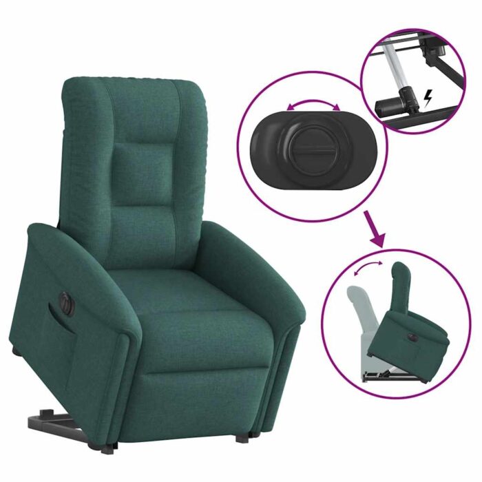 Fauteuil inclinable électrique vert foncé tissu – Image 7