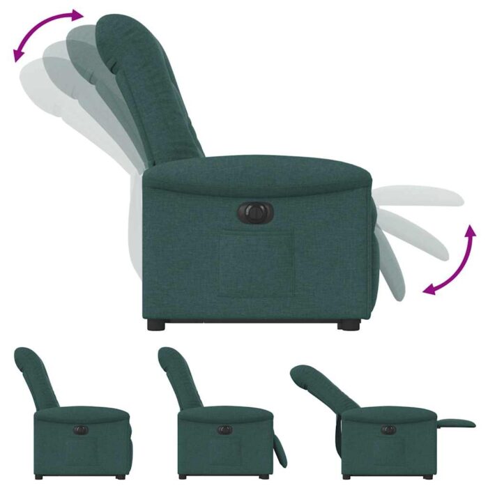 Fauteuil inclinable électrique vert foncé tissu – Image 8