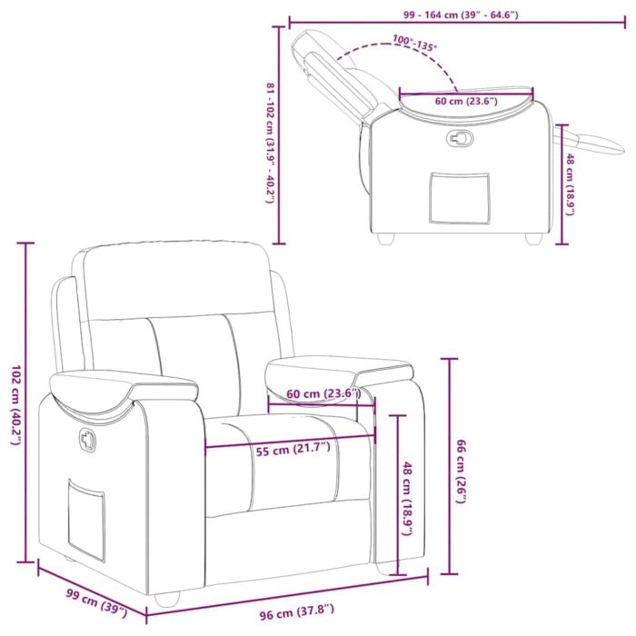 Fauteuil inclinable Gris foncé Tissu – Image 12