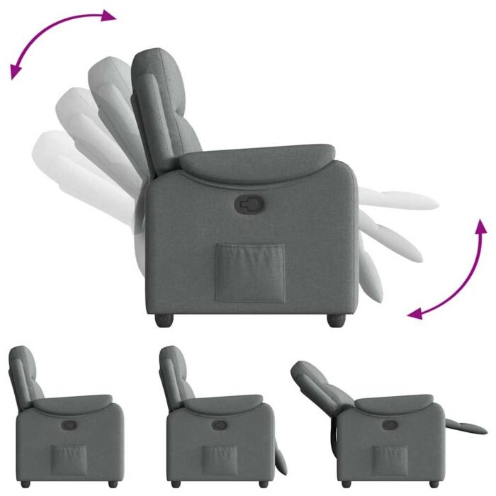 Fauteuil inclinable Gris foncé Tissu – Image 7