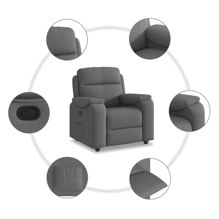 Fauteuil inclinable Gris foncé Tissu – Image 8