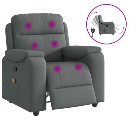 Fauteuil de massage inclinable Gris foncé Tissu