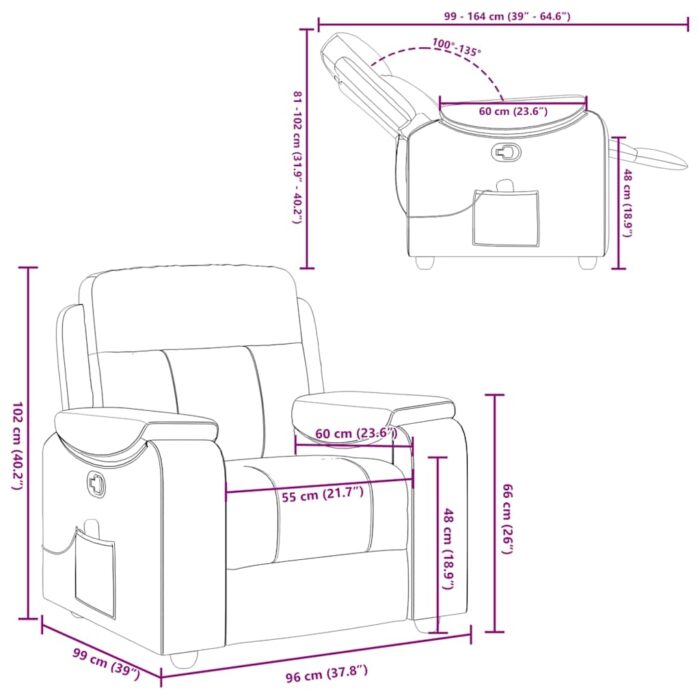 Fauteuil de massage inclinable Gris foncé Tissu – Image 12
