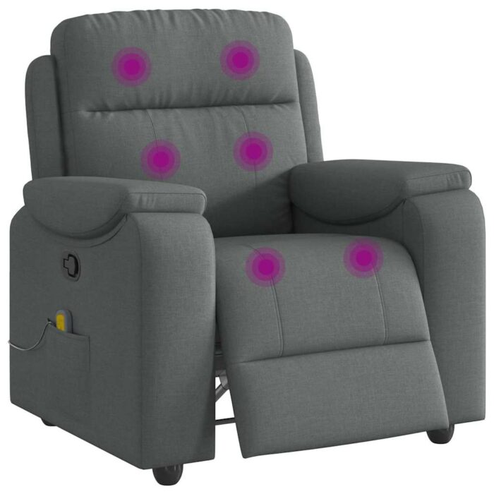 Fauteuil de massage inclinable Gris foncé Tissu – Image 2