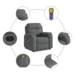 Fauteuil de massage inclinable Gris foncé Tissu – Image 8
