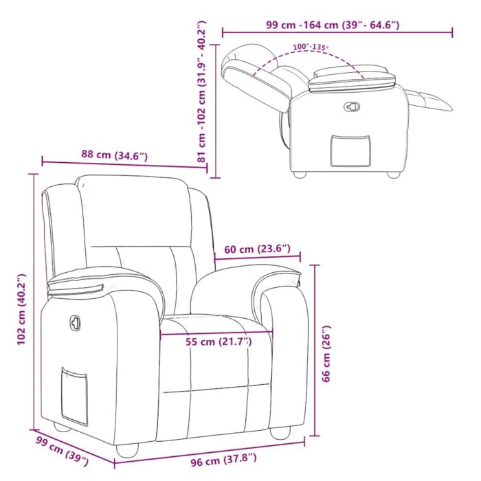 Fauteuil inclinable Gris foncé Tissu – Image 11