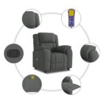 Fauteuil de massage inclinable Gris foncé Tissu – Image 6