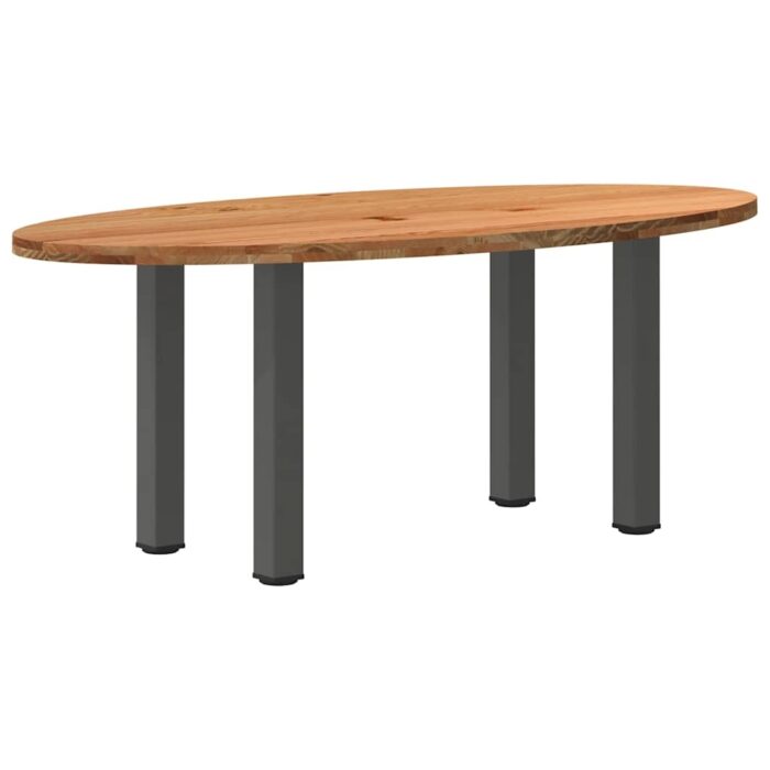 Table à manger marron clair bois de chêne massif ovale – Image 1