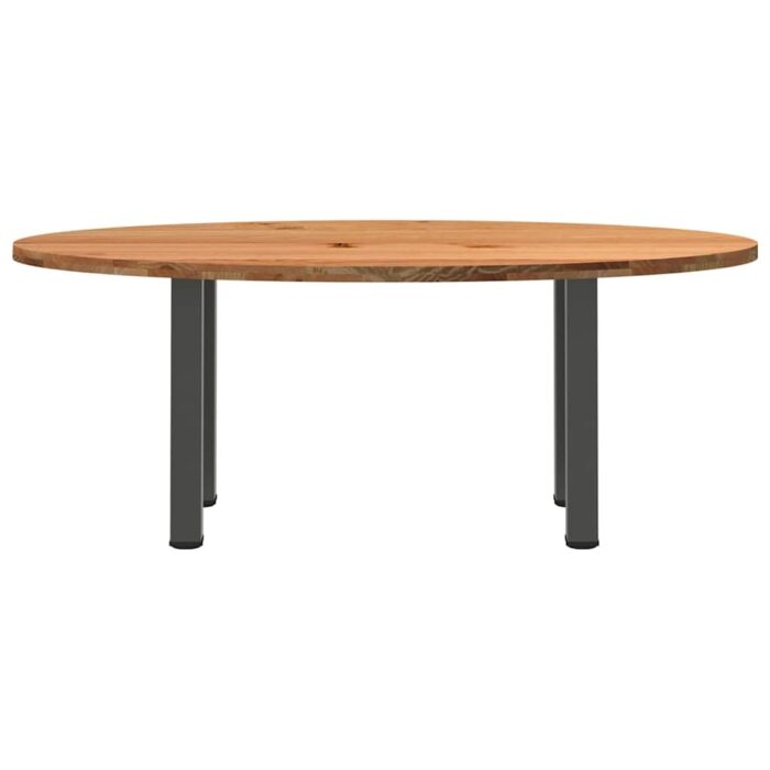 Table à manger marron clair bois de chêne massif ovale – Image 2