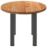 Table à manger marron clair bois de chêne massif ovale – Image 3