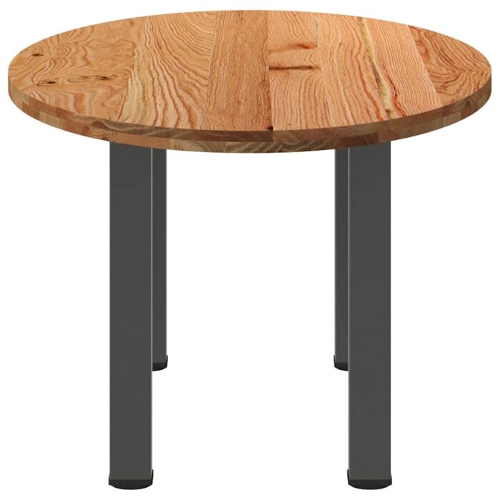 Table à manger marron clair bois de chêne massif ovale – Image 3