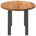 Table à manger marron clair bois de chêne massif ovale – Image 3