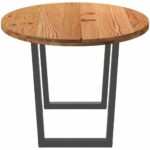 Table à manger marron clair bois de chêne massif ovale – Image 3