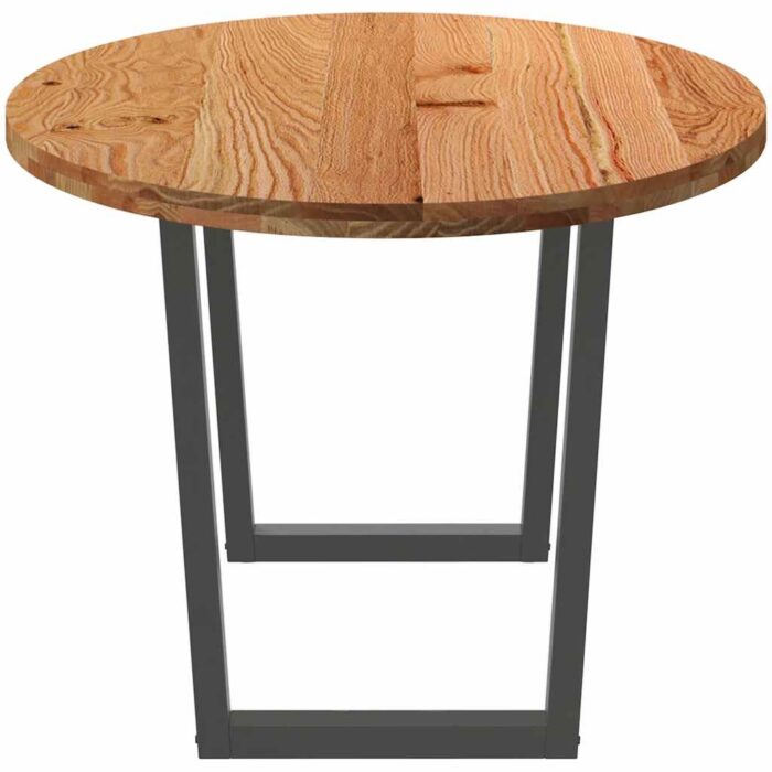 Table à manger marron clair bois de chêne massif ovale – Image 3