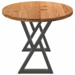 Table à manger marron clair bois de chêne massif ovale – Image 3