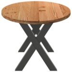 Table à manger marron clair bois de chêne massif ovale – Image 4