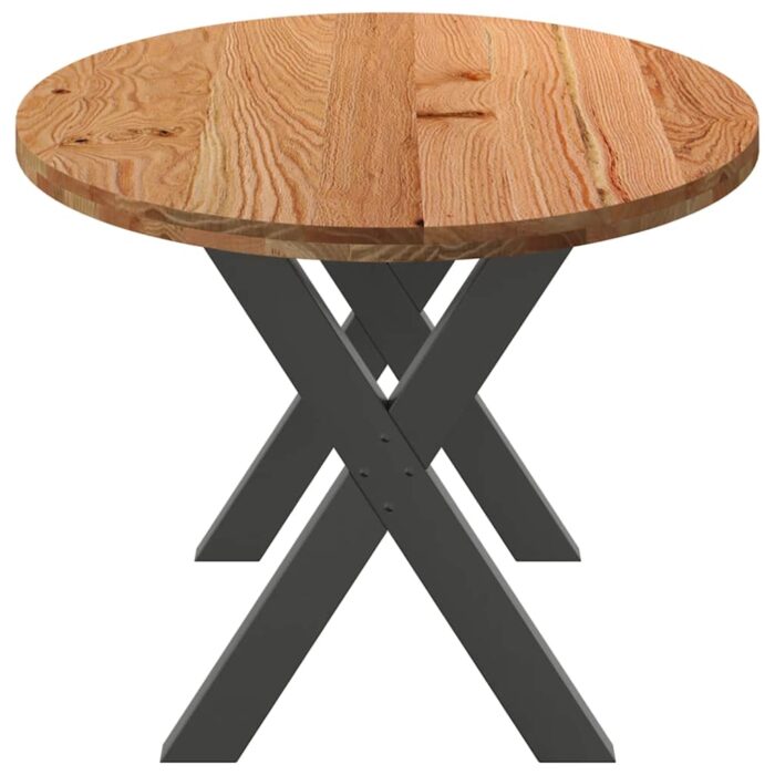 Table à manger marron clair bois de chêne massif ovale – Image 4