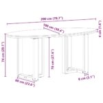 Table à manger marron clair bois de chêne massif ovale – Image 12