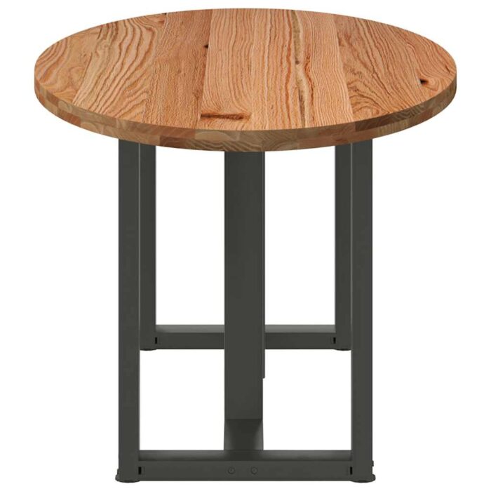 Table à manger marron clair bois de chêne massif ovale – Image 4