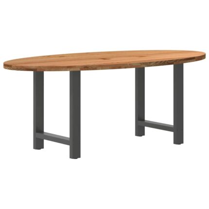 Table à manger marron clair bois de chêne massif ovale